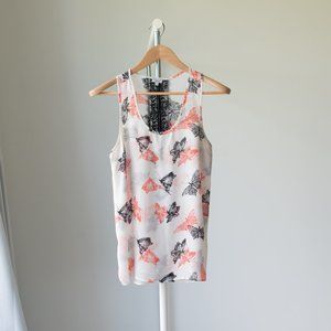 Butterfly sleeveless camisole tank with black lace back size small